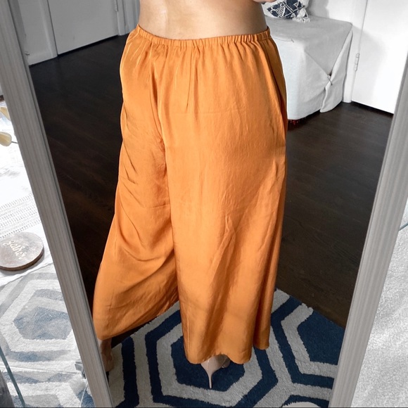 Vince Pants & Jumpsuits Vince Gin Metallic Satin Wide Leg Flare